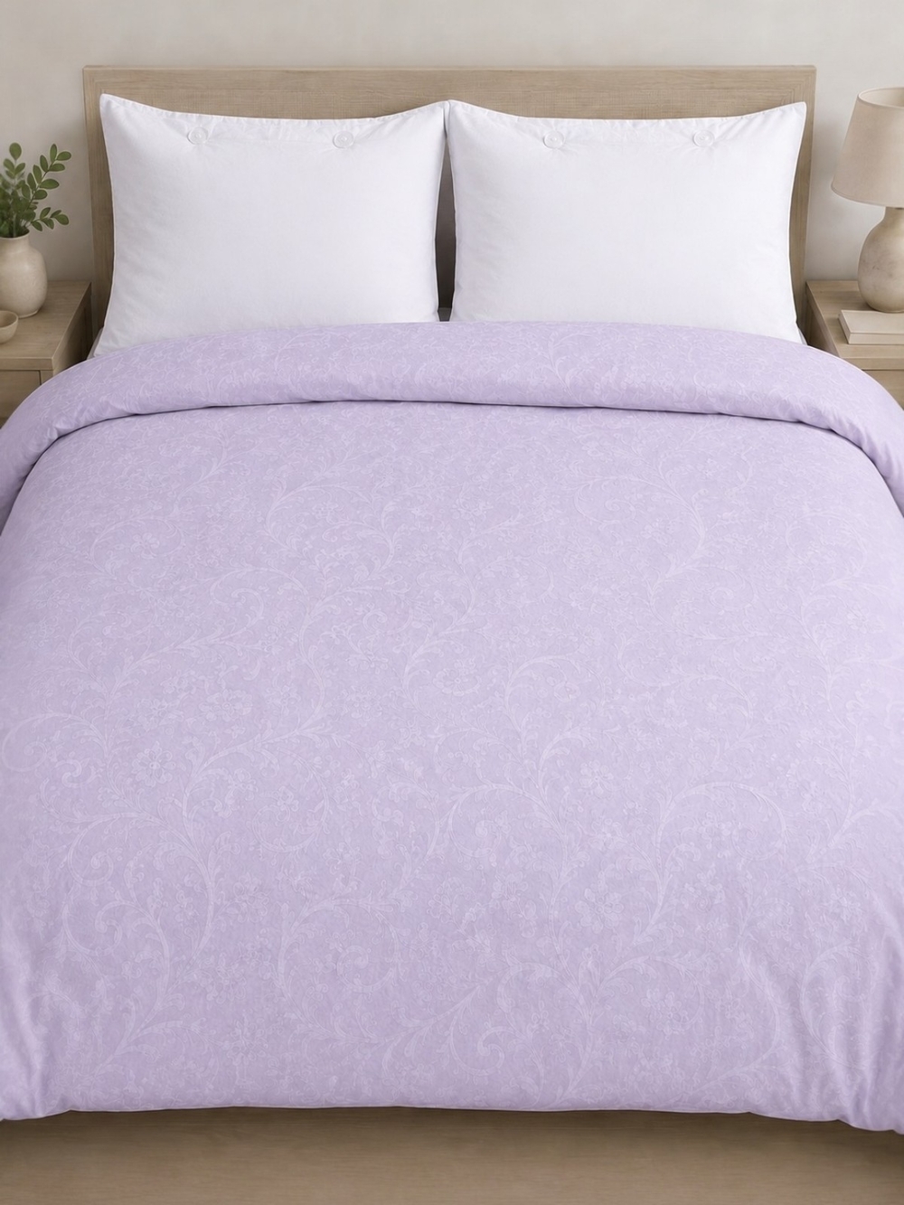 100% Linen Lavender Jacquard Full Size Duvet Cover Cottagecore Luxury Minimalist